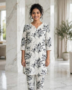 Black & Grey Floral Printed Co-ord Set
