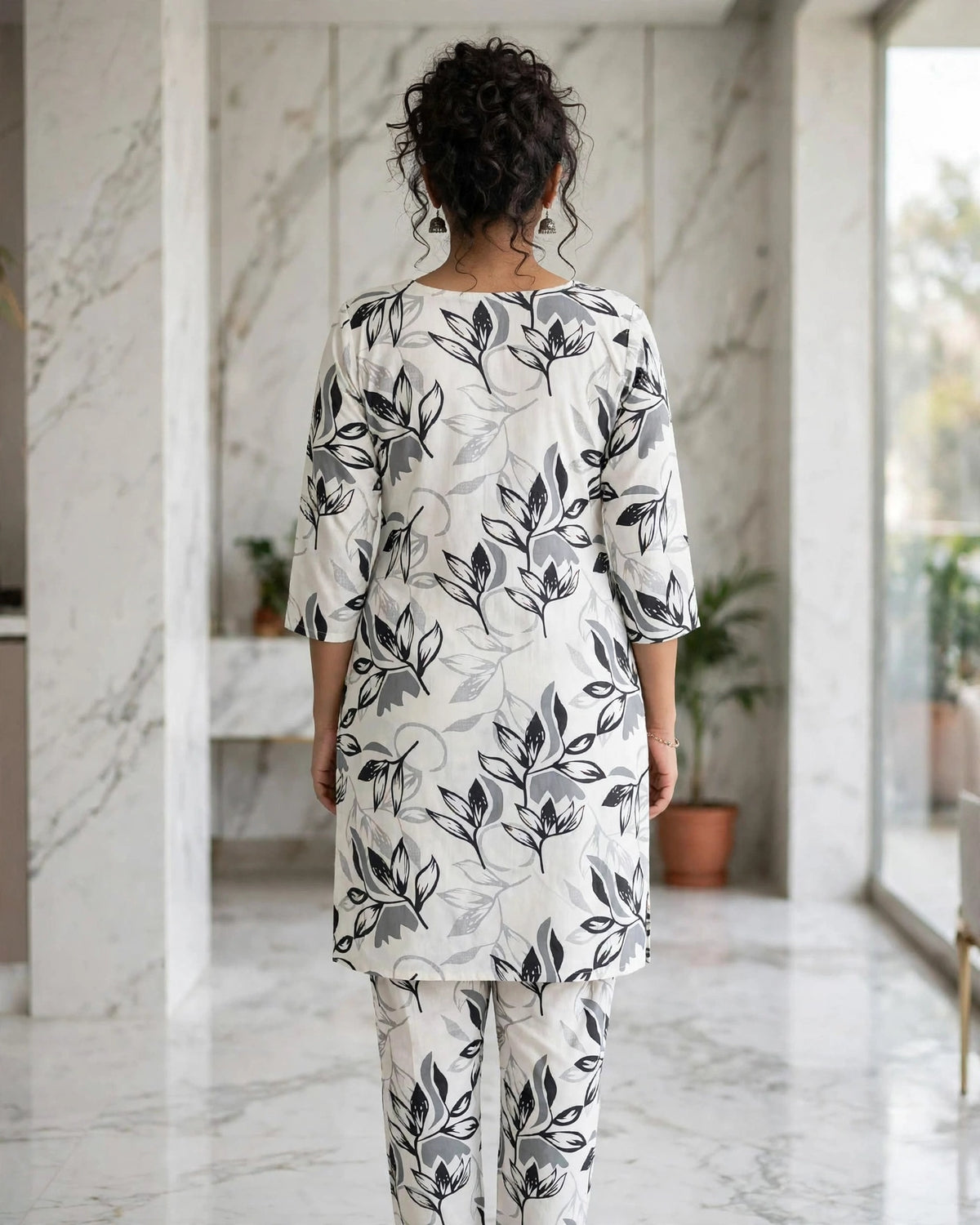 Black & Grey Floral Printed Co-ord Set