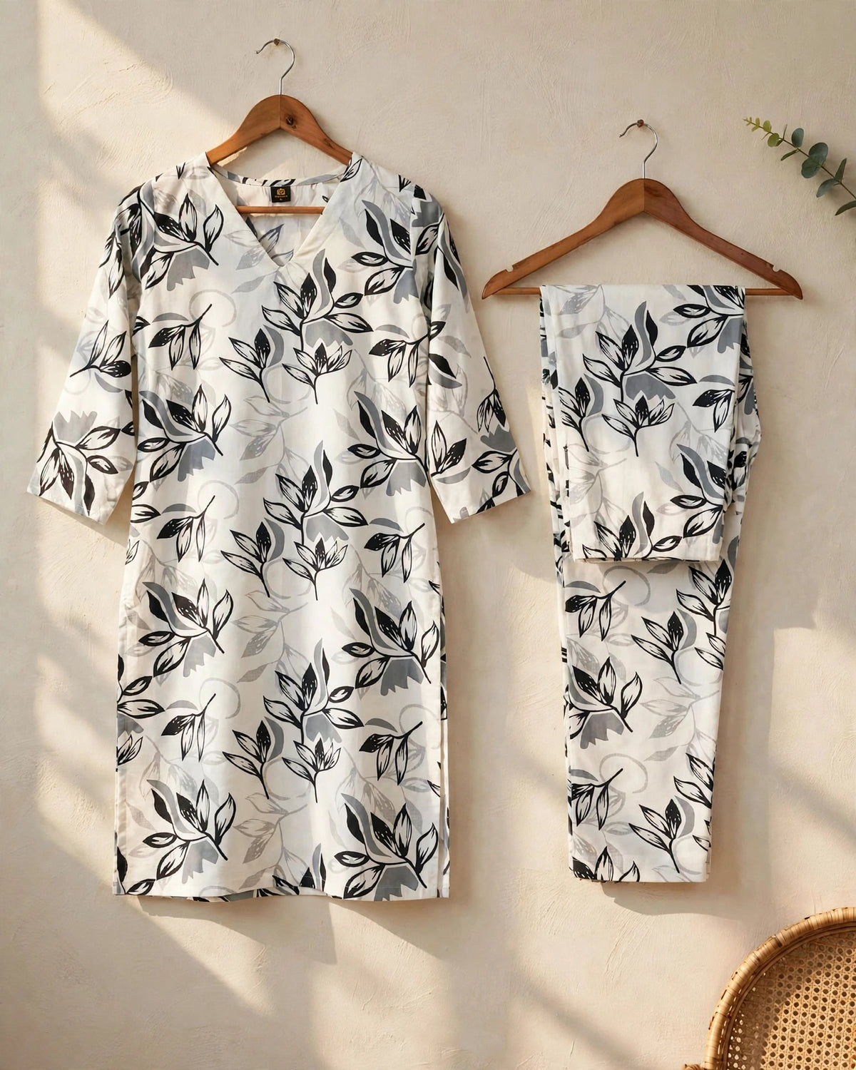 Black & Grey Floral Printed Co-ord Set