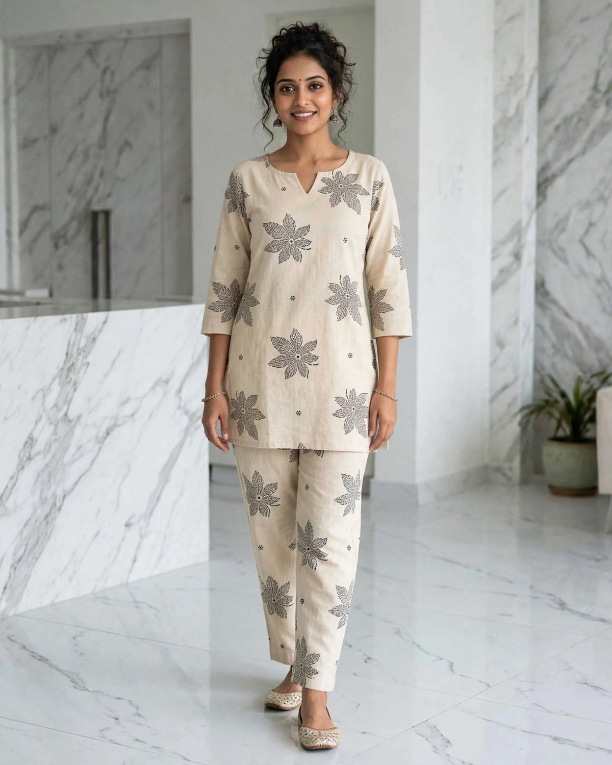 Ivory Floral Printed Co-ord Set