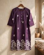 Plum Purple Paisley Printed KurthaTop