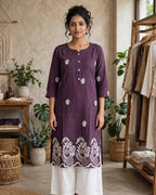 Plum Purple Paisley Printed KurthaTop