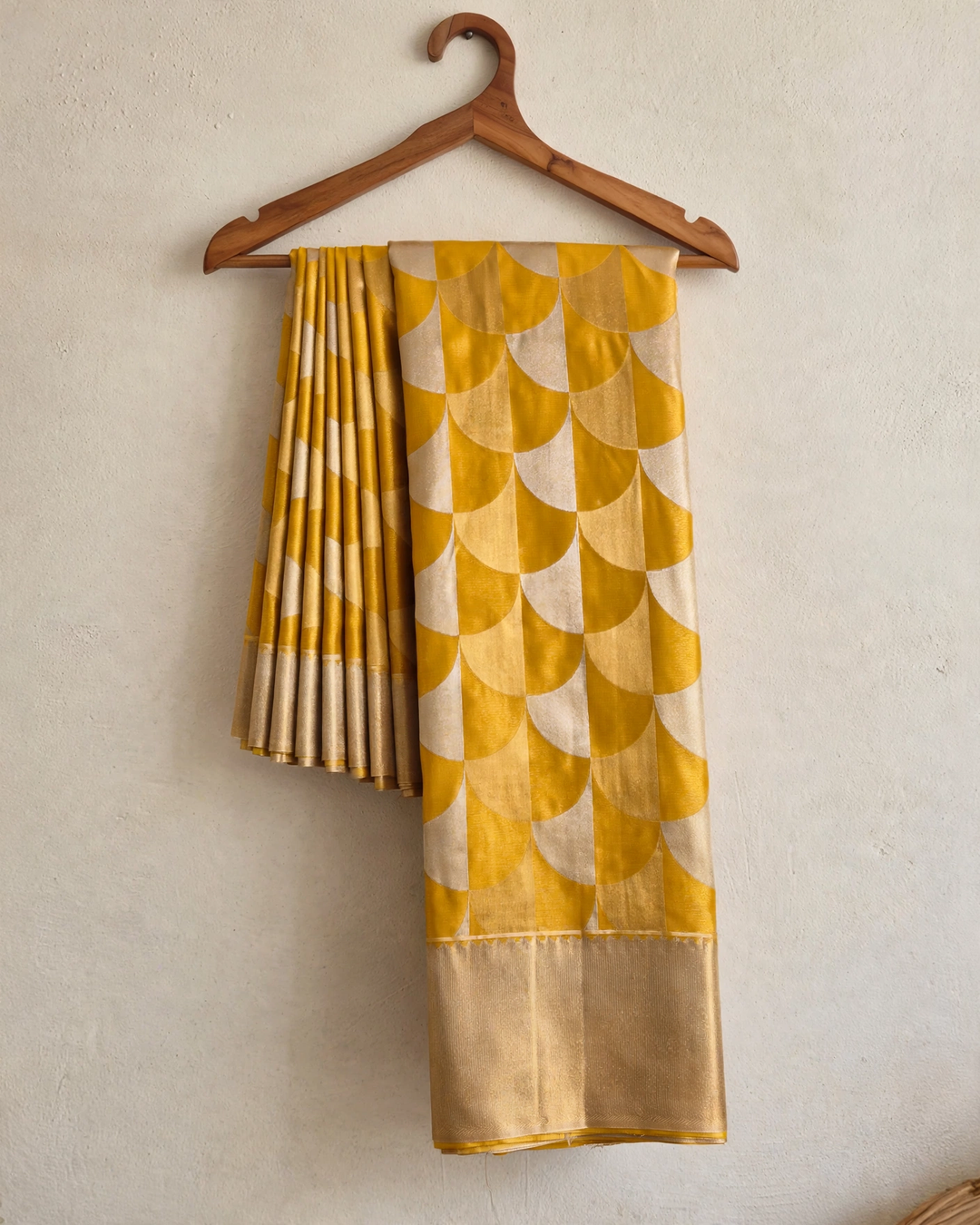 Soft Marigold Yellow Semi Silk Saree