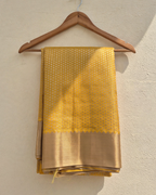 Soft Marigold Yellow Semi Silk Saree
