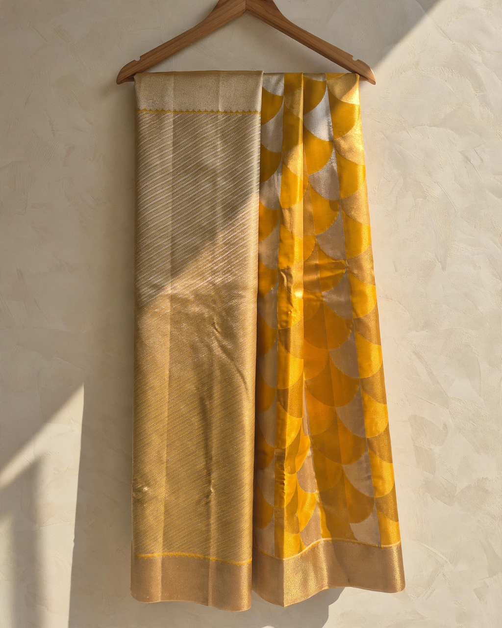 Soft Marigold Yellow Semi Silk Saree
