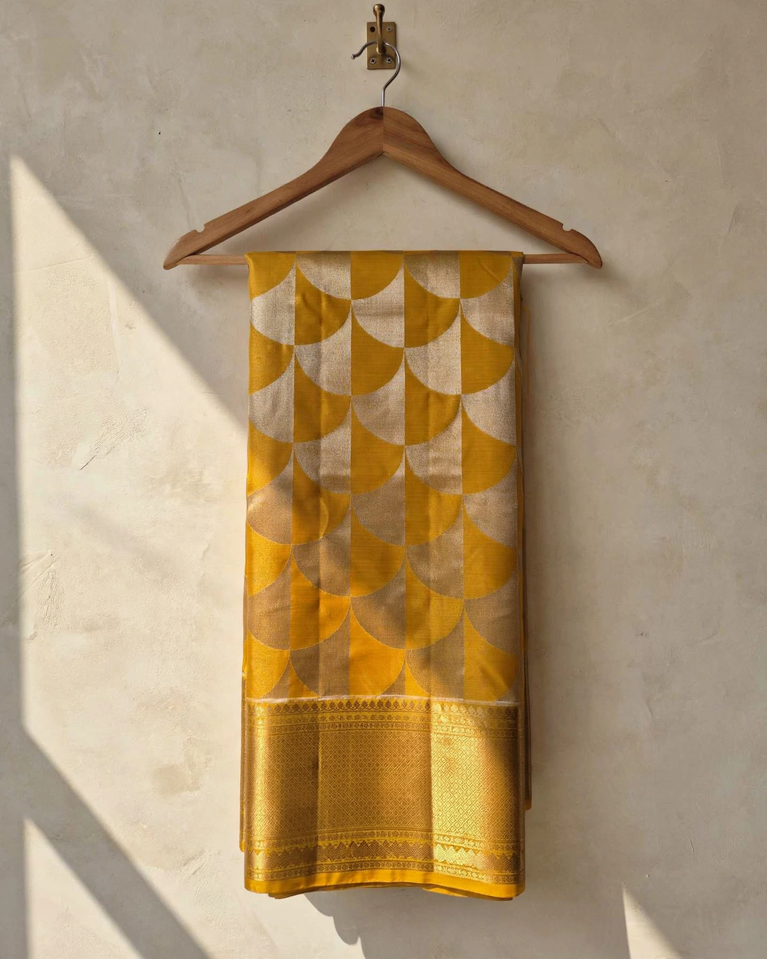 Soft Marigold Yellow Semi Silk Saree