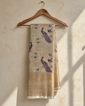 Antique Gold Peacock & Flora Semi Silk Saree